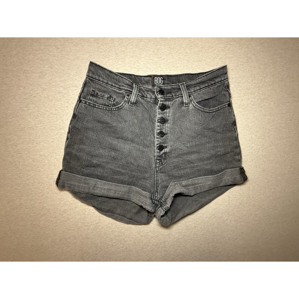 BDG Womsns High Waist Button Fly Black Jean Shorts Size 28